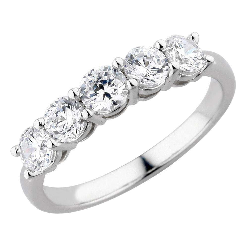 Hot Selling Newest Design Shining OEM ODM no MOQ 18K 750 White Gold 5 Stones Natural Diamond Anniversary Rings For Women