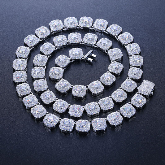 Dropshipping Cadena Fine Jewelry 10mm 925 Sterling Silver VVS Moissanite Diamond Iced Out Tennis Chain Necklace For Men Women