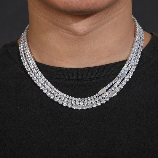 Iced Out Tennis Bracelets, 3mm VVS D Moissanite Diamond Chain Jewelry,