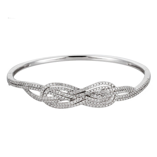 Best Anniversary Bracelet for Women, Raw Natural Diamond Bracelets, 18K White Gold Bangle