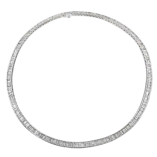 Zero risk Award Winning Factory Wholesale price Custom logo 18K 750 White Gold Baguette Diamond Best Selling Necklace For Women
