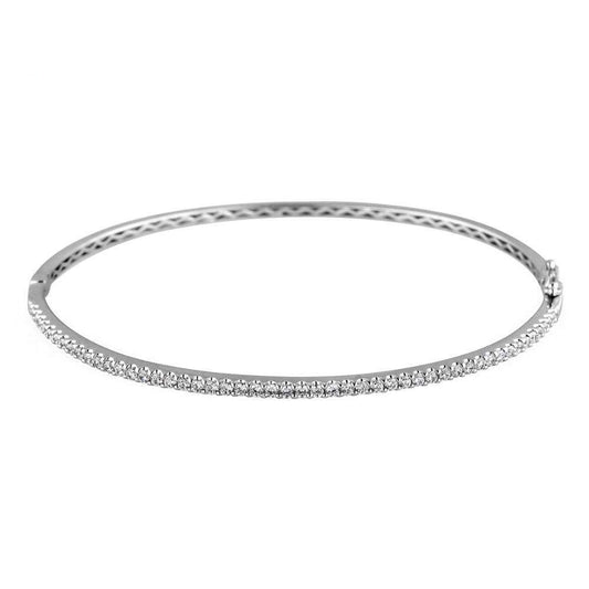 Zero risk OEM ODM Manufacturer Luxury Custom Jewelry 18K 750 White Gold Natural Diamond Anniversary Bangle For Women