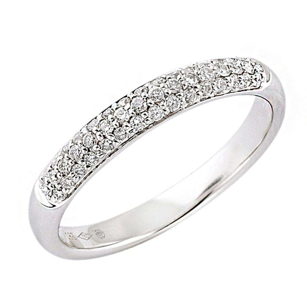 Top Trendy Fine Jewellery OEM ODM no MOQ 18K White Gold Three Row Natural Diamond Anniversary Band Ring For Girlfriend