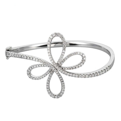 Award Winning Factory no MOQ Zero risk Jewelry Fashion 18K White Gold Diamond Anniversary Butterfly Classic Bangle For Female