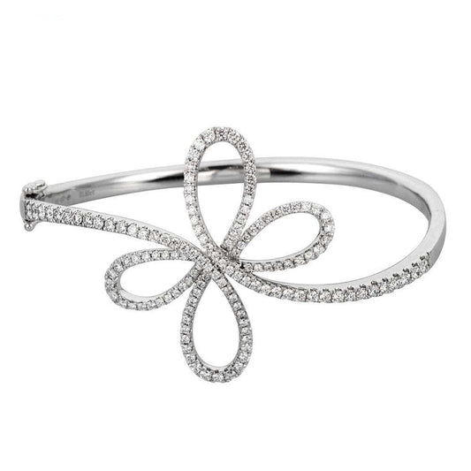 Award Winning Factory no MOQ Zero risk Jewelry Fashion 18K White Gold Diamond Anniversary Butterfly Classic Bangle For Female