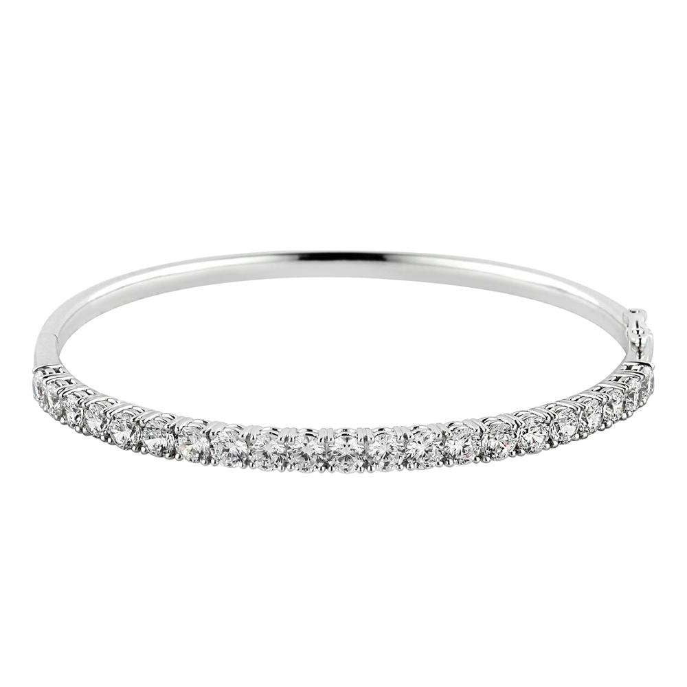 Wholesale price OEM ODM One Of A Kind Gold 18K White Gold Diamond Wedding Single Line Bangle For Girlfriend