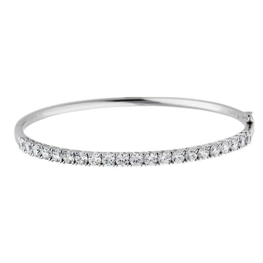 Zero risk Wholesale price Fine Jewelry Elegant 18K White Gold Diamond Engagement Simple Design Single Line Bangle