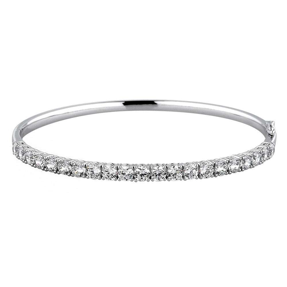 Zero risk Wholesale price no MOQ Award Winning Factory Daily Wear Love 18K White Gold Diamond Anniversary Single Lady Bangle