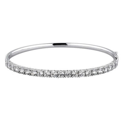 Zero risk Wholesale price no MOQ Award Winning Factory Daily Wear Love 18K White Gold Diamond Anniversary Single Lady Bangle