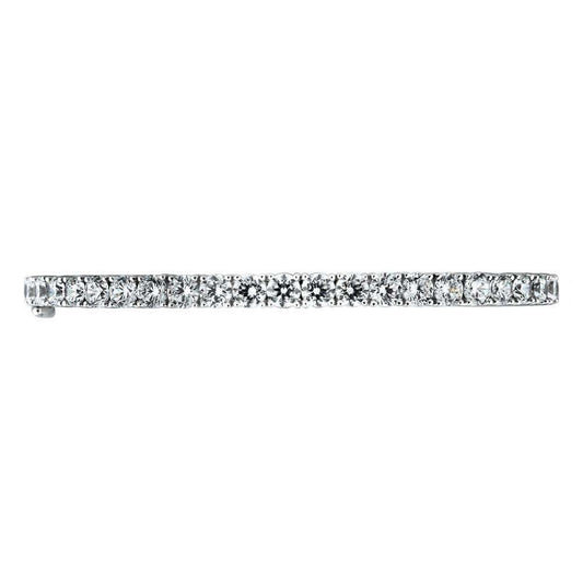 Single Line Bangle, 18K White Gold Bracelet, Natural Diamond Bracelets
