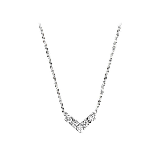 V-Shaped  18K Latest White Gold Necklace, Raw Natural Diamond Dainty Necklaces Jewelry Collection