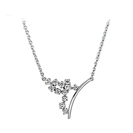 V-Shaped 18K Latest White Gold Necklace, Raw Natural Diamond Dainty Necklaces Jewelry Collection