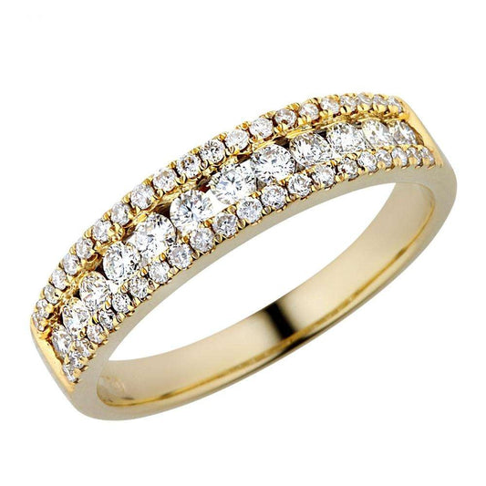 18K massief witgoud, trouwring met labradordiamant, klassieke jubileumring voor vrouwen