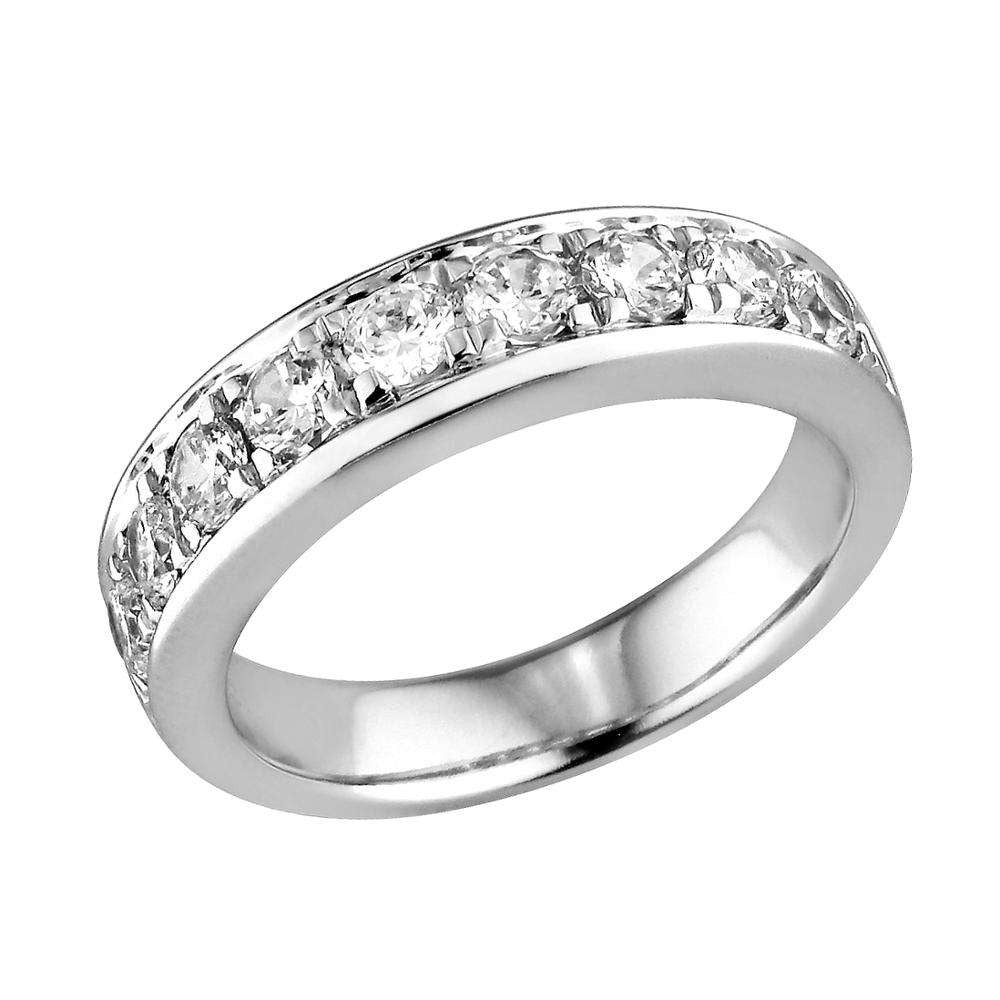 Nelson Jewellery Wholesale price Channel Set 18K 750 White Gold Real Natural Diamond 9pcs 1ct Total Anniversary Ring For Lady