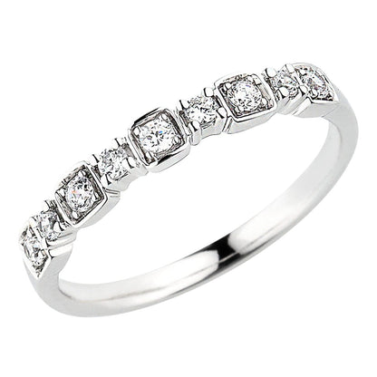 18K White Gold 9-Stone Diamond Anniversary Wedding Band Ring For Girlfriend