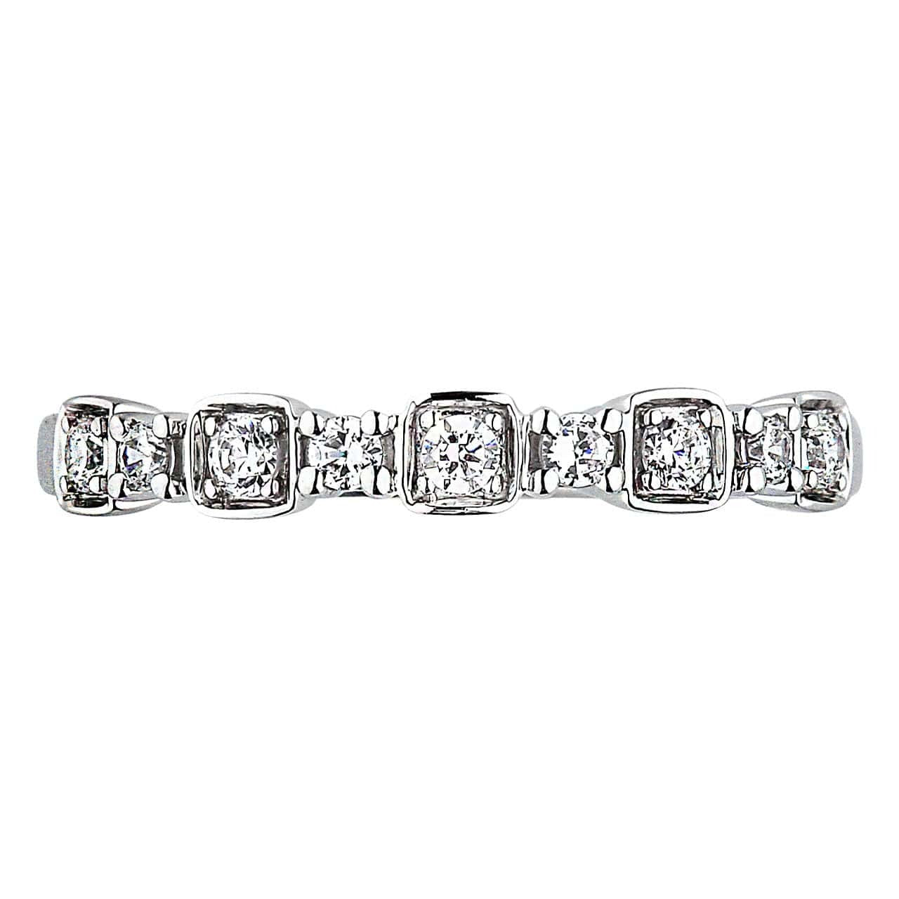 18K White Gold 9-Stone Diamond Anniversary Wedding Band Ring For Girlfriend