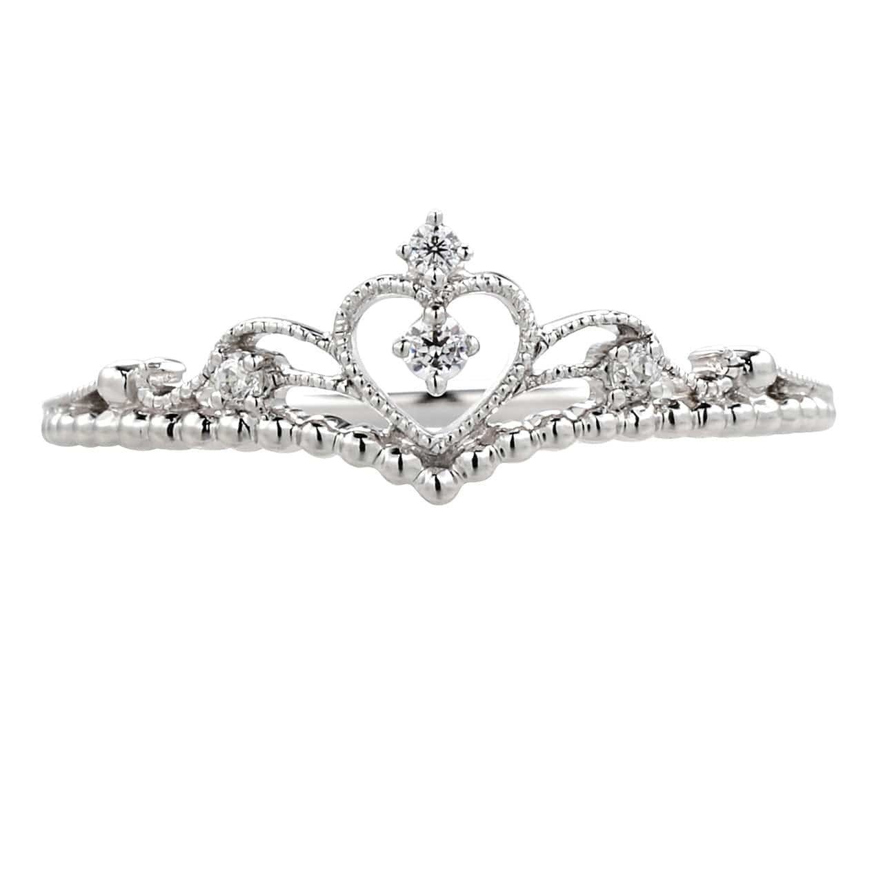 18K White Solid gold Durable Real Diamond Crown Fashion Rings For Women