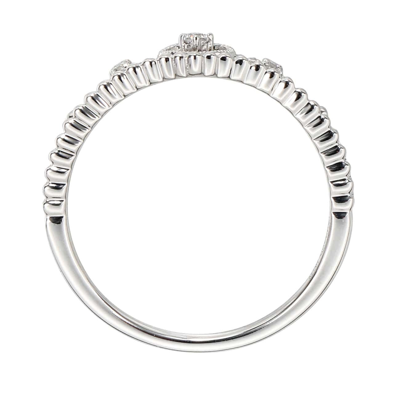 18K White Solid gold Durable Real Diamond Crown Fashion Rings For Women