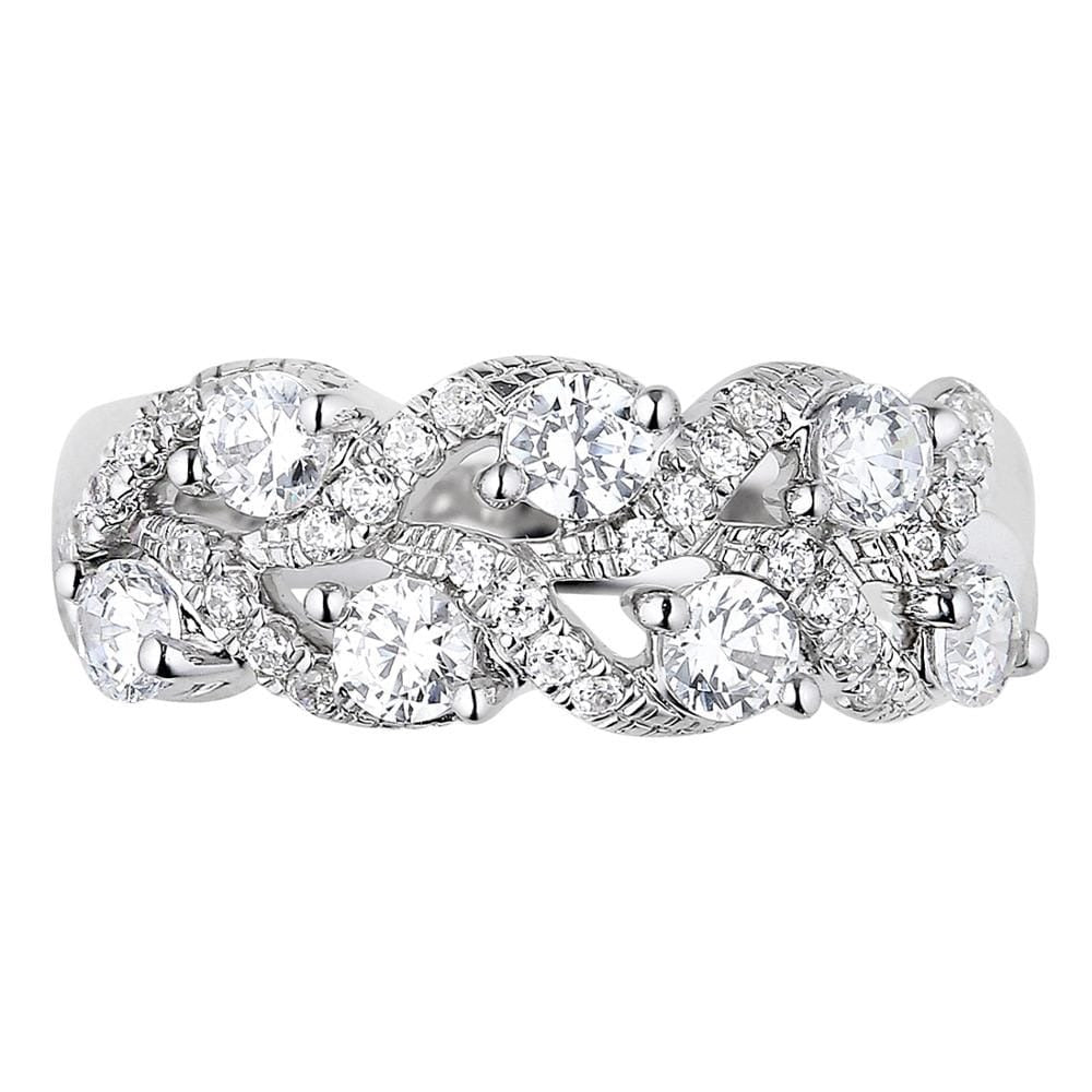 Bling 18K White Gold Diamond Anniversary Ring For Girlfriend