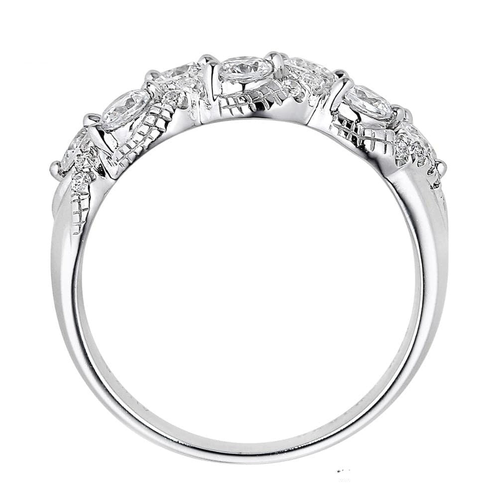 Bling 18K White Gold Diamond Anniversary Ring For Girlfriend