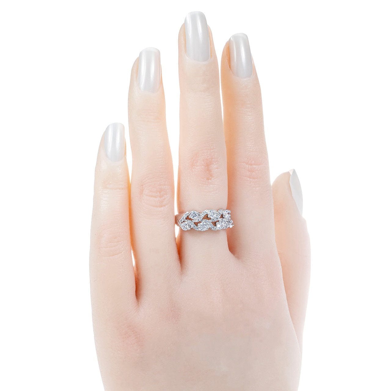 Bling 18K White Gold Diamond Anniversary Ring For Girlfriend