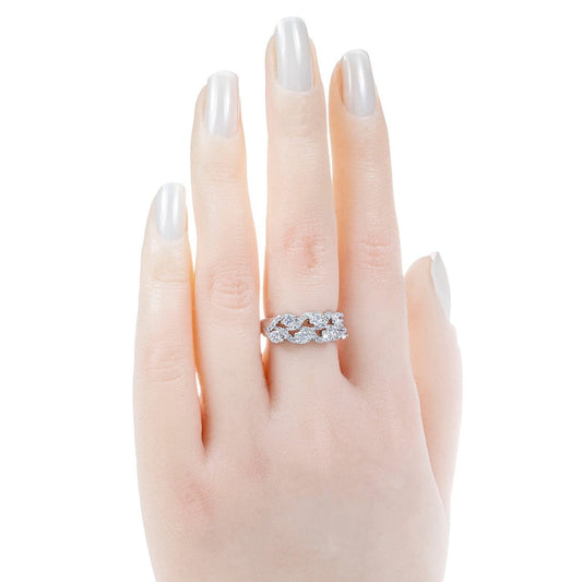 Bling 18K White Gold Diamond Anniversary Ring For Girlfriend