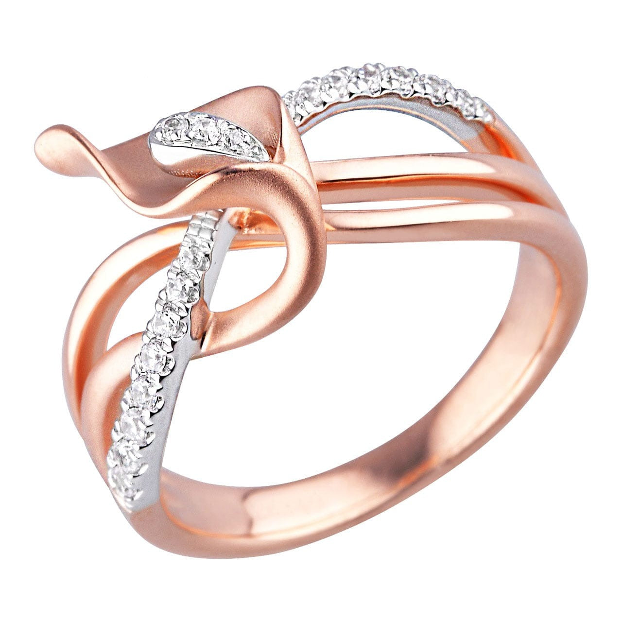 Bling Party 18K 750 Rose White Gold Real Diamond Flower Ring For Women
