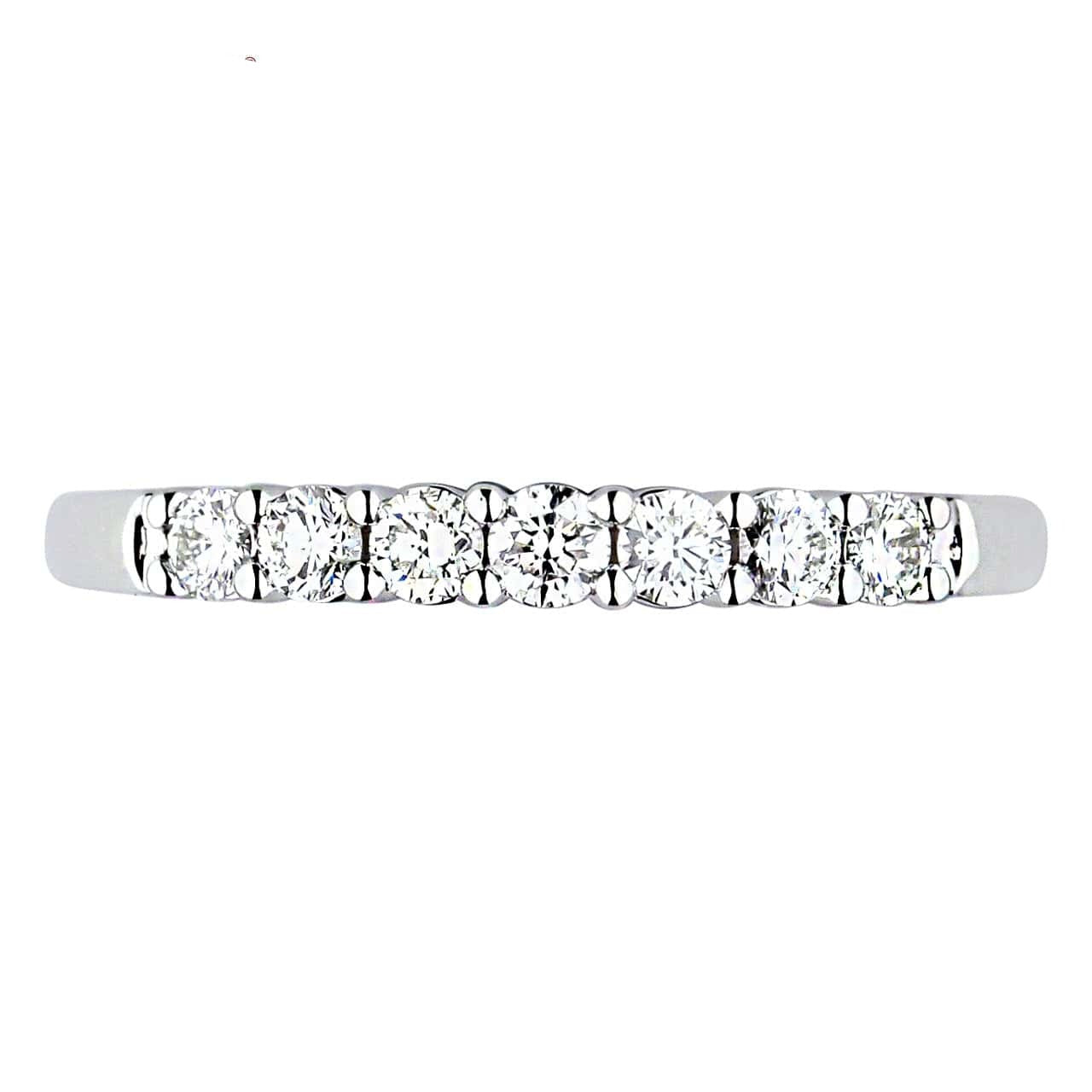 Classic Love 18K White Gold 7 Stones Diamond Anniversary Band Ring For Women