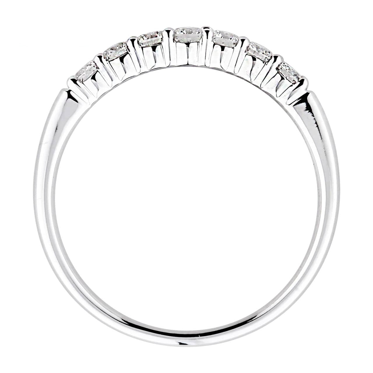 Classic Love 18K White Gold 7 Stones Diamond Anniversary Band Ring For Women