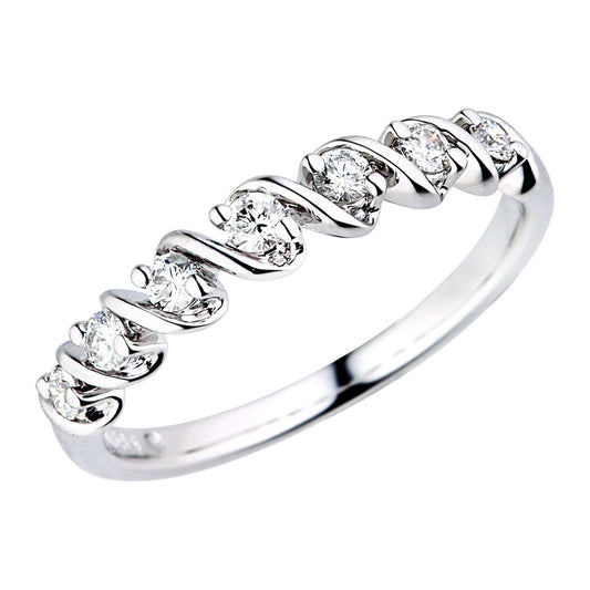 Elegant Popular Design Hyperbole 18K 750 White Gold 7-Stone Natural Diamond Ring For Women