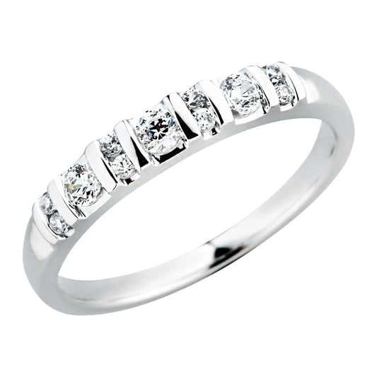 Jewellery Beautiful Classic Anniversary 18K 750 White Gold Diamond Band Rings For Women