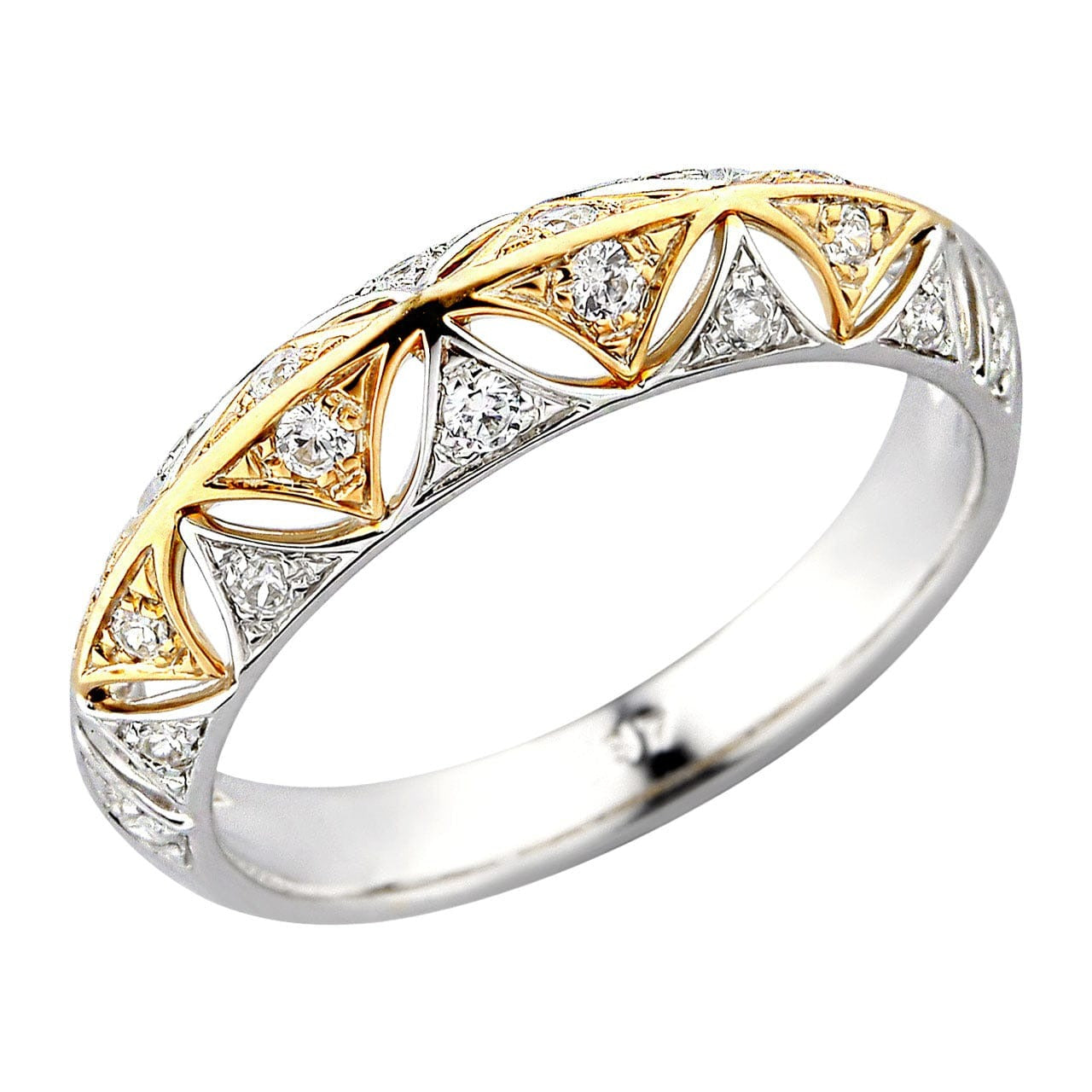Jewellery Classic 18K White Yellow Rose Gold Diamond Anniversary Band Ring