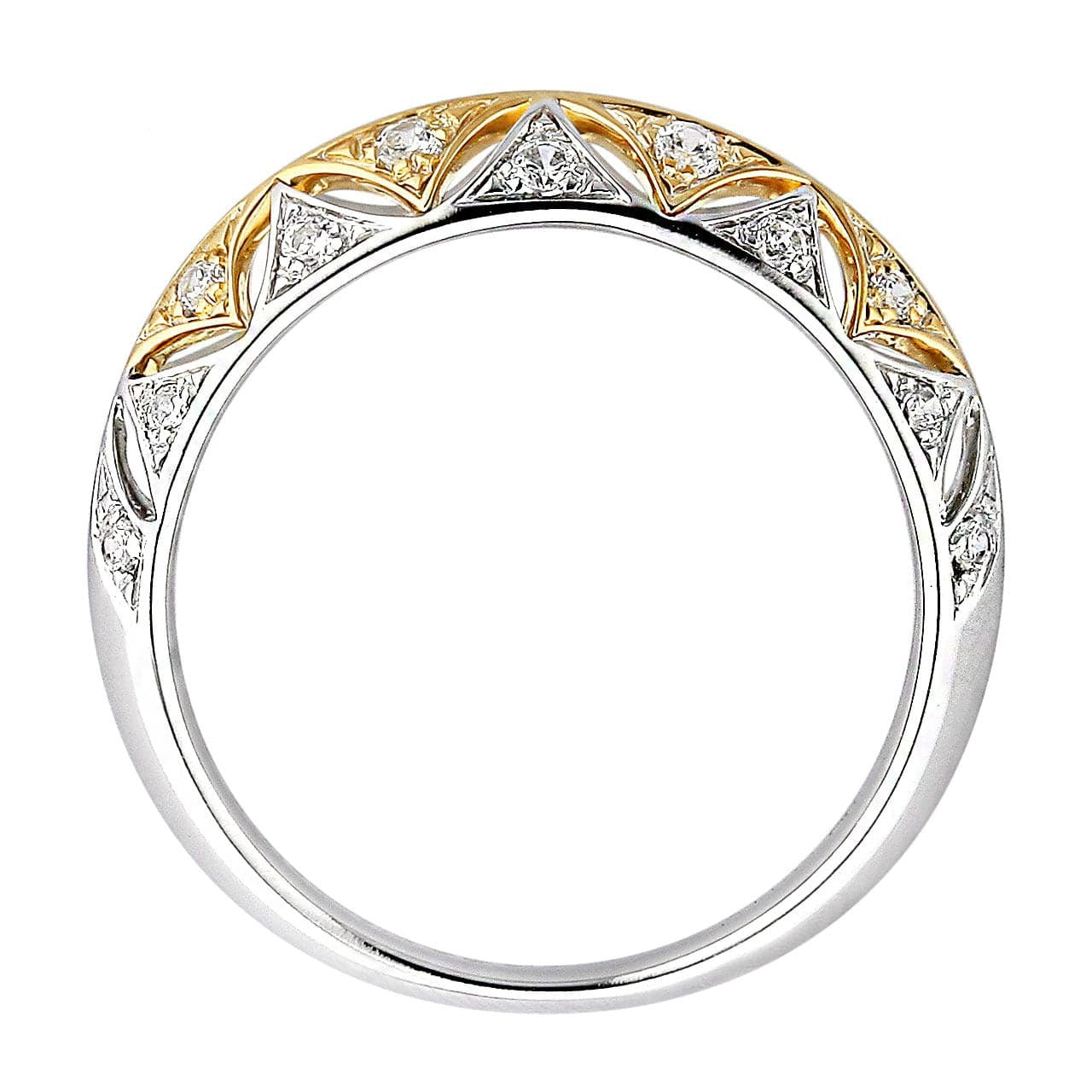 Jewellery Classic 18K White Yellow Rose Gold Diamond Anniversary Band Ring