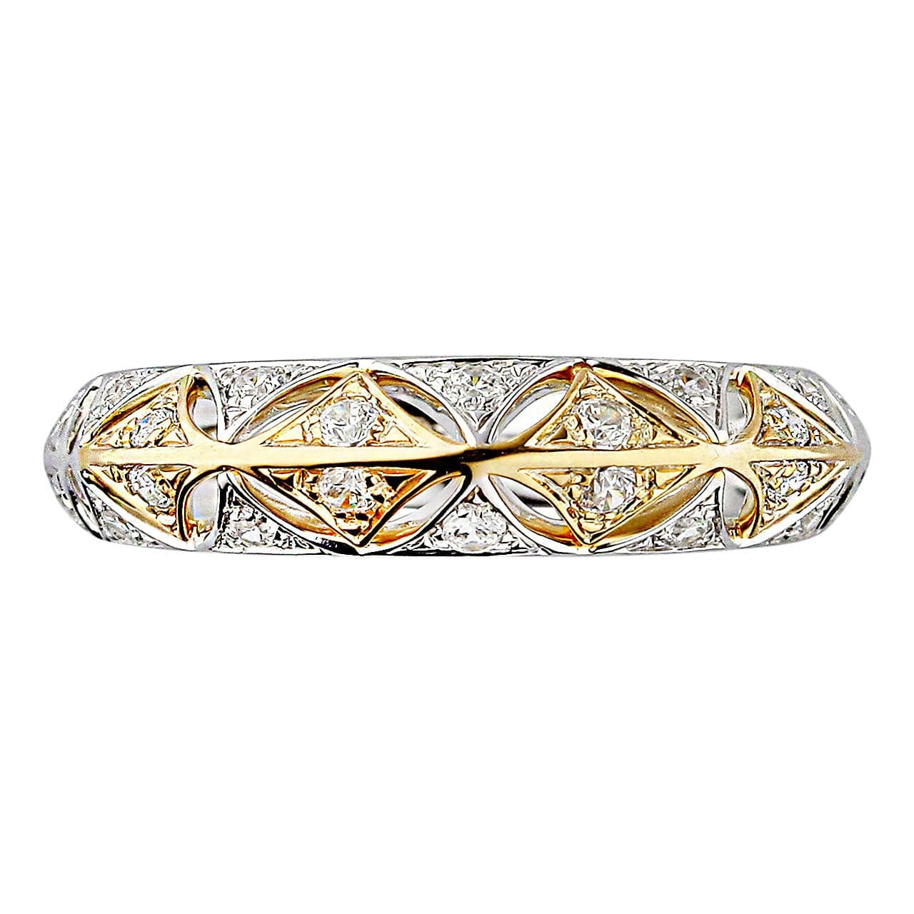 Jewellery Classic 18K White Yellow Rose Gold Diamond Anniversary Band Ring