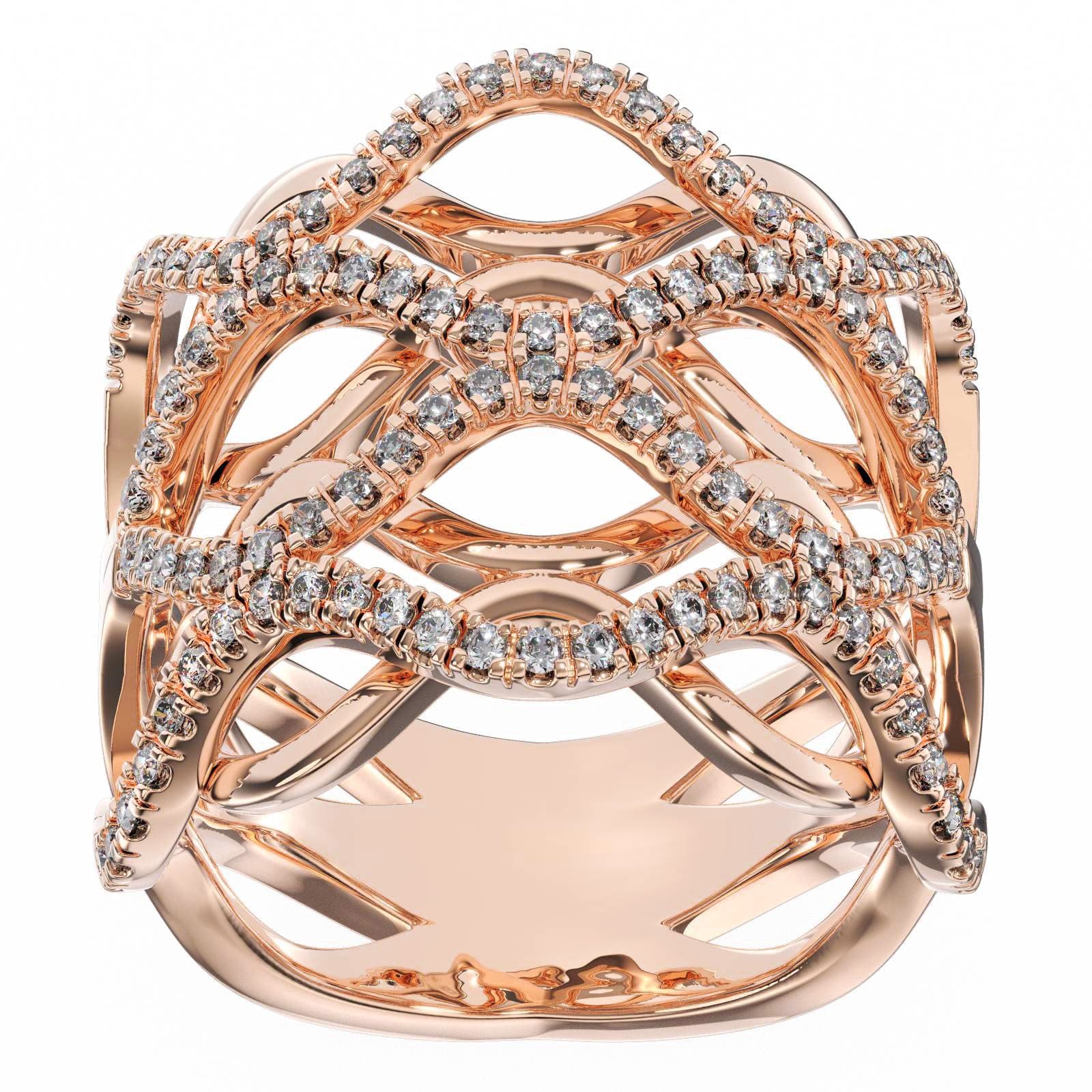 Jewellery Modern Wedding Hallow out 18K Rose Gold Diamond Ring