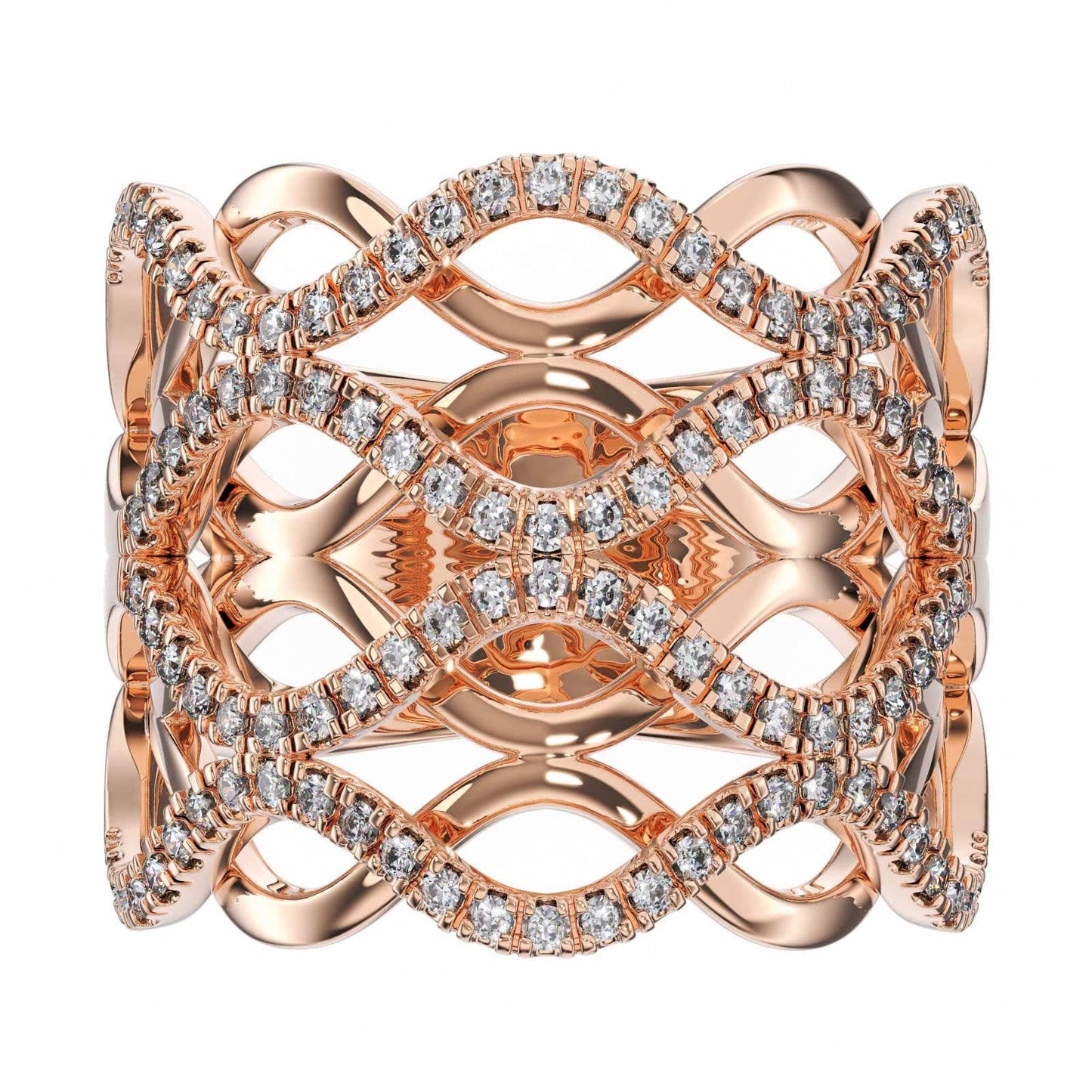 Jewellery Modern Wedding Hallow out 18K Rose Gold Diamond Ring