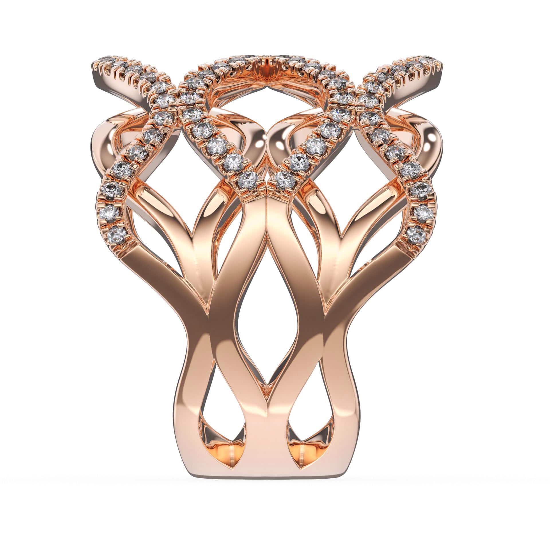 Jewellery Modern Wedding Hallow out 18K Rose Gold Diamond Ring
