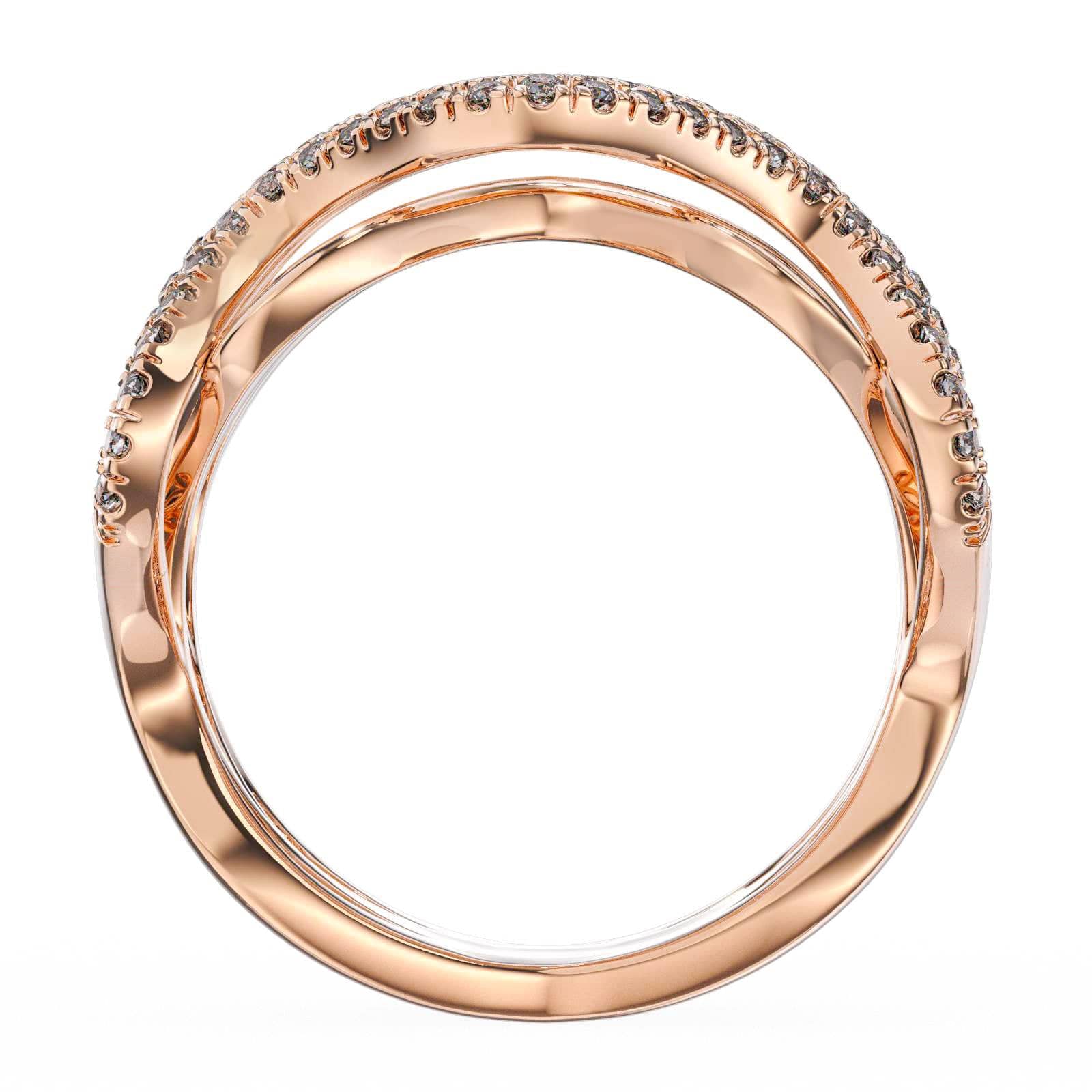 Jewellery Modern Wedding Hallow out 18K Rose Gold Diamond Ring