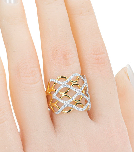 18K Rose Gold Diamond Hallow out Ring