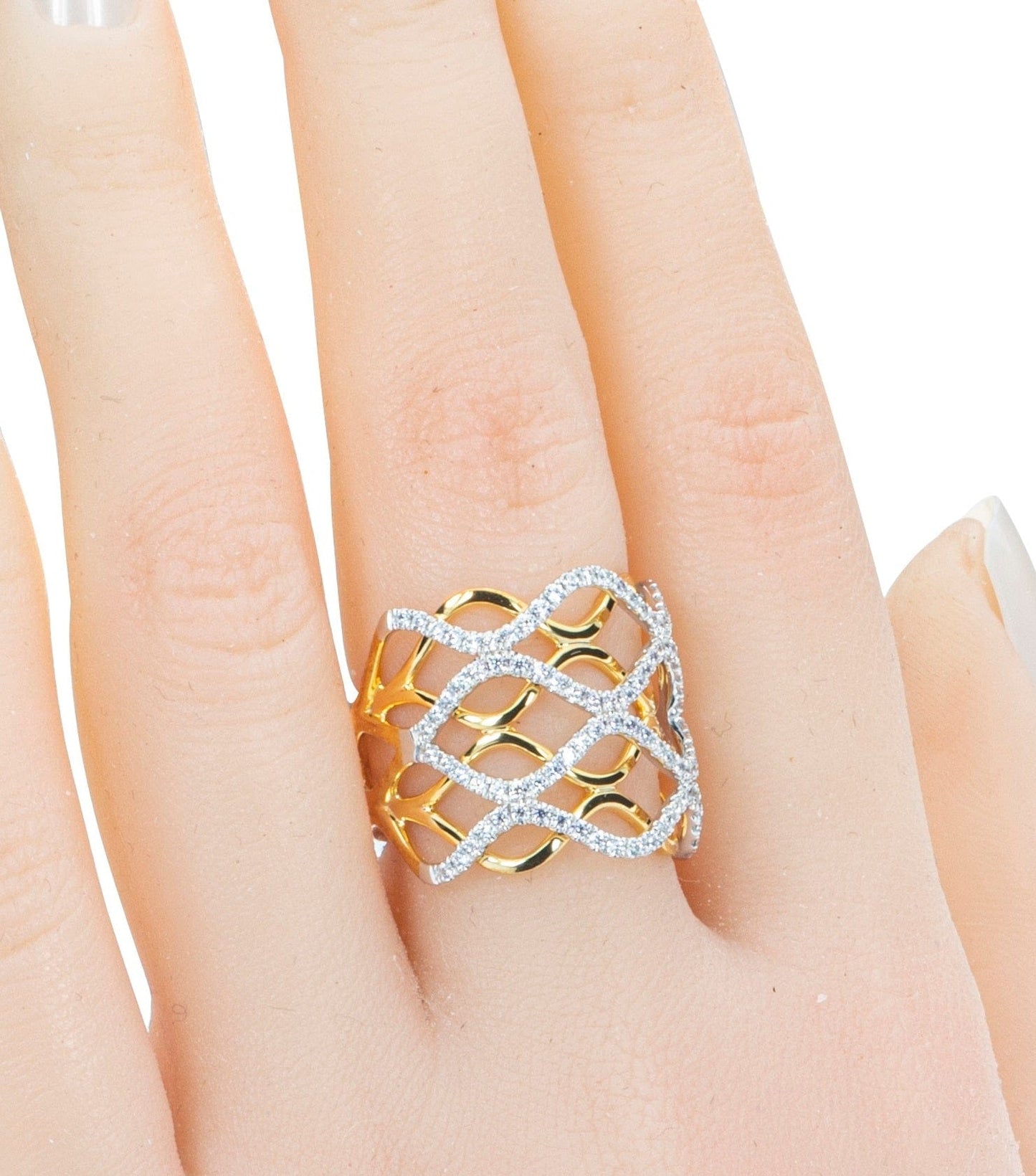 Jewellery Modern Wedding Hallow out 18K Rose Gold Diamond Ring
