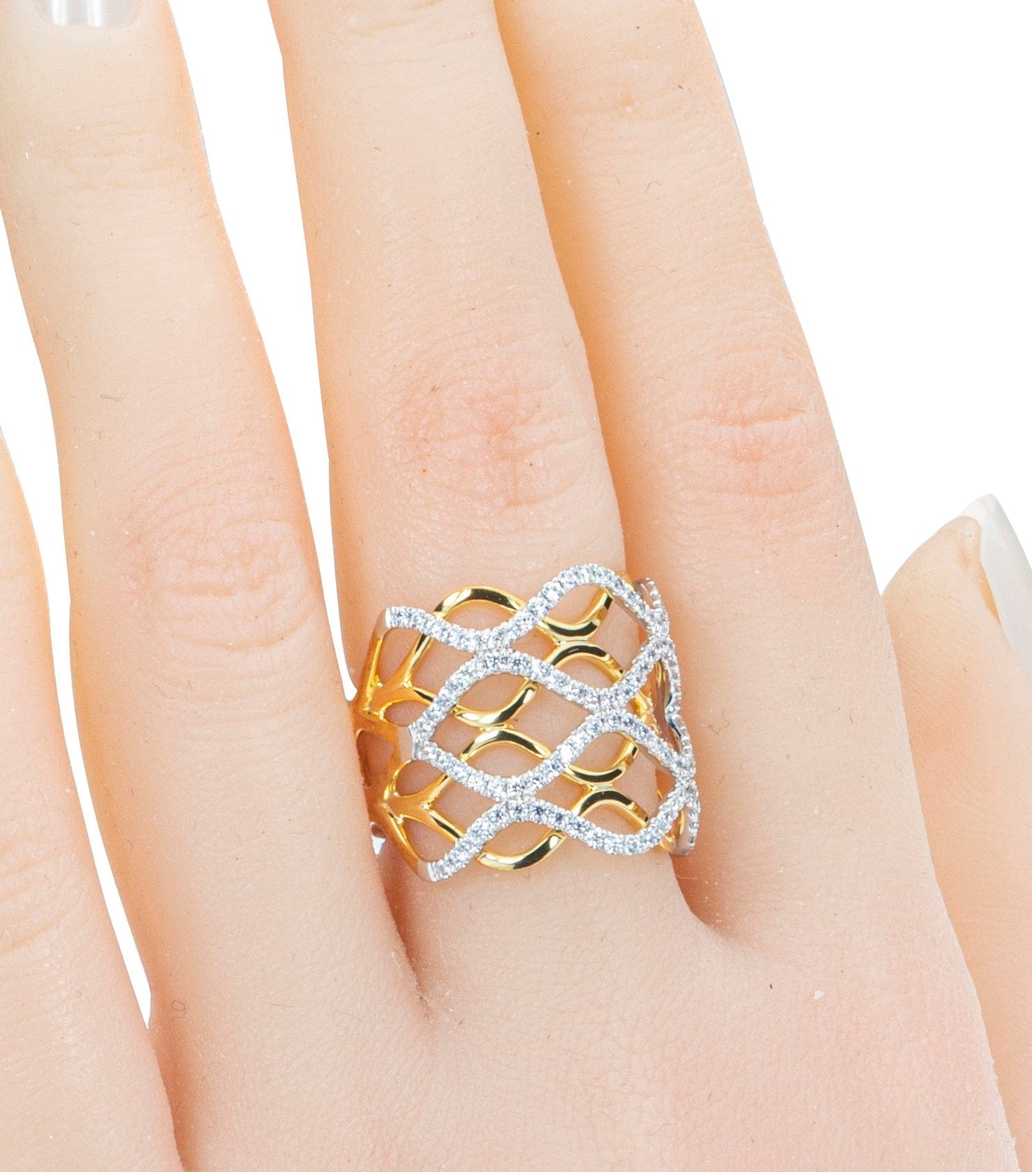 Jewellery Modern Wedding Hallow out 18K Rose Gold Diamond Ring