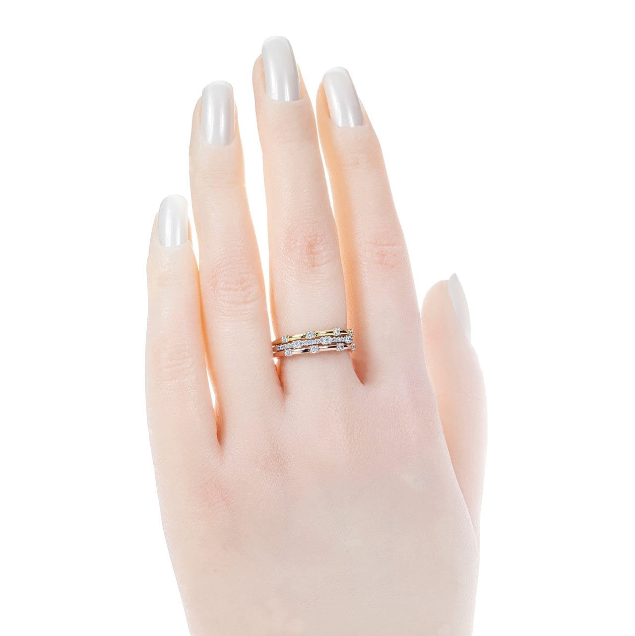 Jewellery Modern Wedding Hallow out 18K Rose Gold Diamond Ring