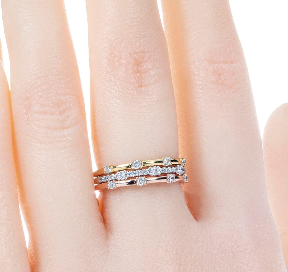 Jewellery Modern Wedding Hallow out 18K Rose Gold Diamond Ring