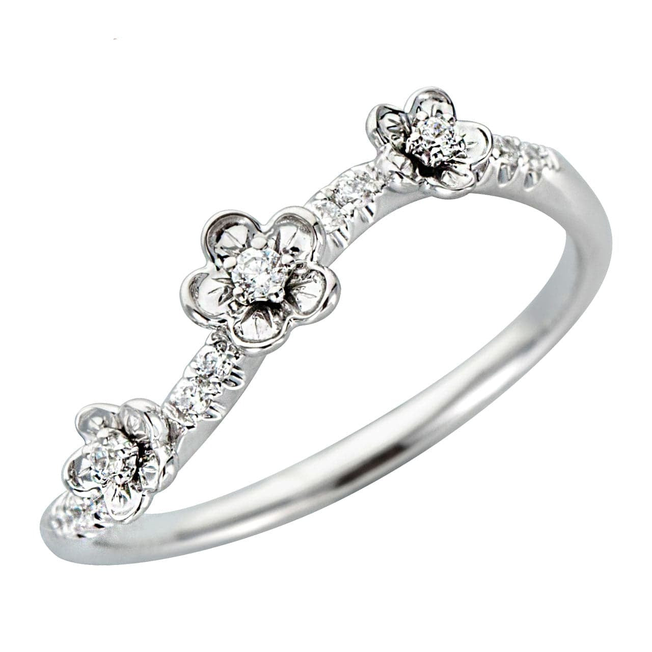 Luxurious Hiphop Diamond Floral gold ring for women 18k white