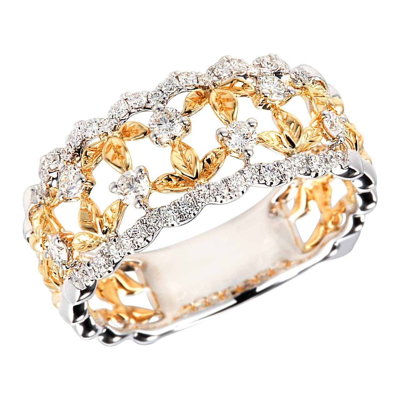 Popular Design Luxury Gift 18K 750 White Yellow Gold Genuine Diamond Ring