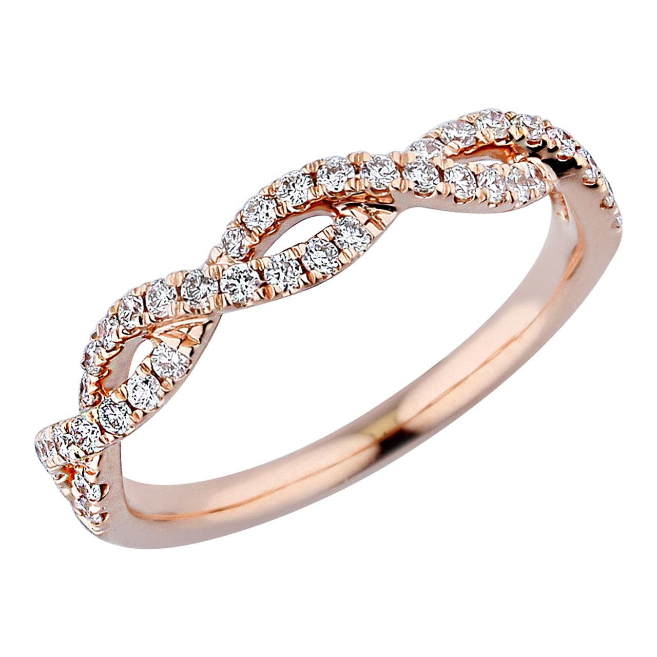 Pretty Hyperbole 18K 750 Rose Gold Ribbon Diamond Ring