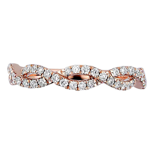 Pretty Hyperbole Wedding Band, 18K Rose Gold Ribbon Diamond Rings, Natural Diamond Engagment Ring