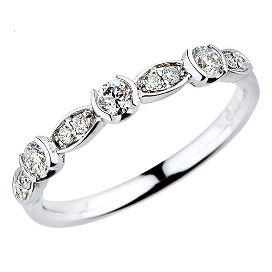 Shiny Classic 18K White Gold Real X-Stone Diamond Anniversary Ring For Lady