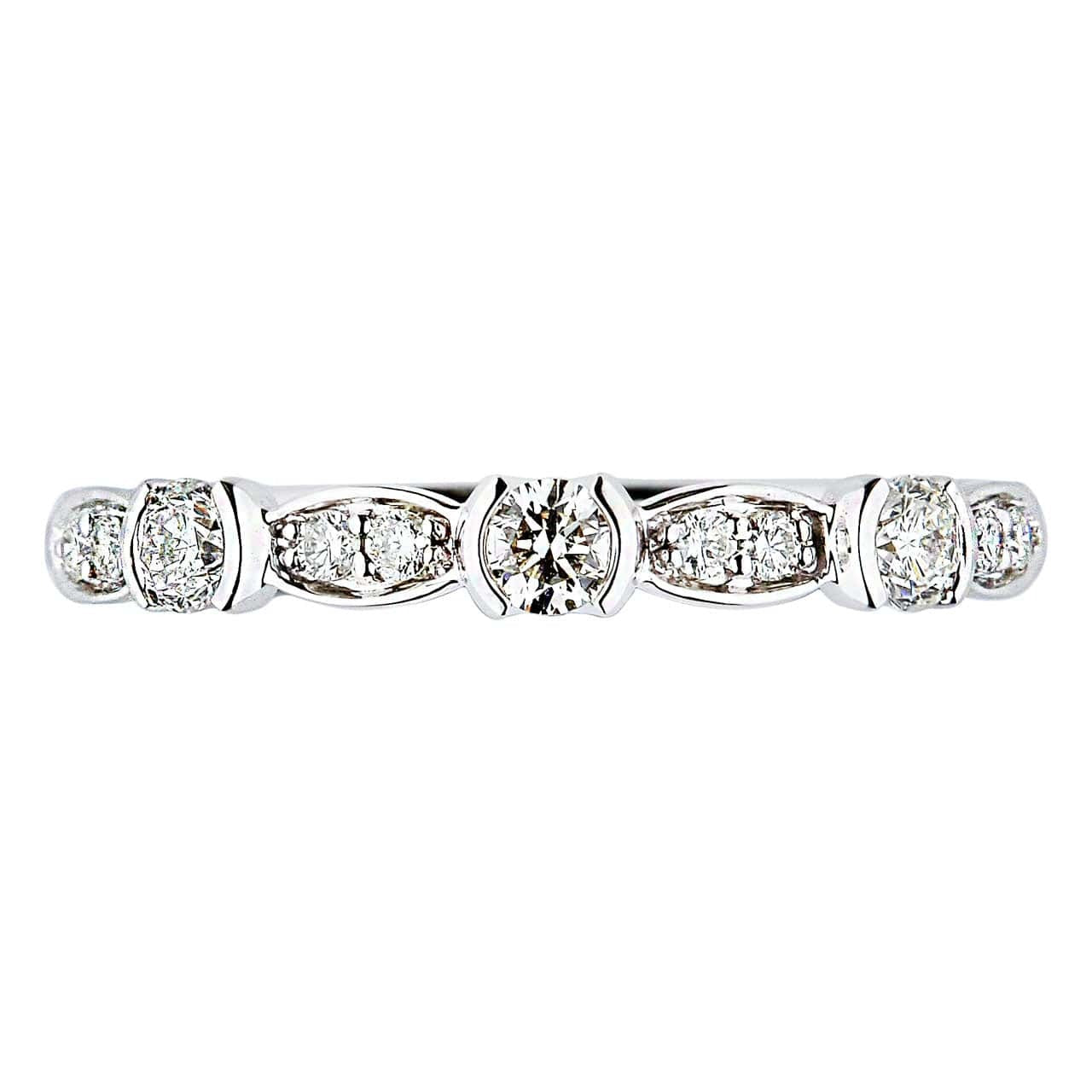 Shiny Classic 18K White Gold Real X-Stone Diamond Anniversary Ring For Lady