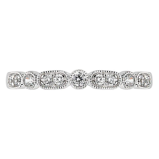 18K Gold  Diamond Anniversary Band - Milgrain Ring For Women
